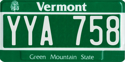 VT license plate YYA758
