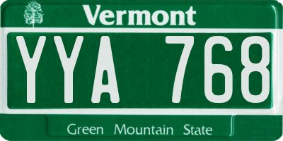 VT license plate YYA768