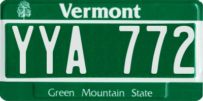 VT license plate YYA772