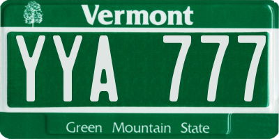 VT license plate YYA777