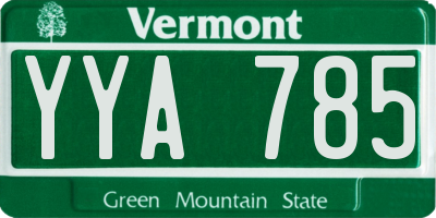 VT license plate YYA785