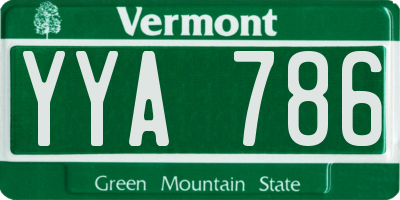 VT license plate YYA786