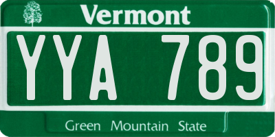 VT license plate YYA789