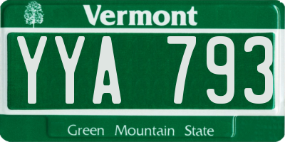VT license plate YYA793
