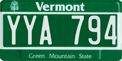 VT license plate YYA794