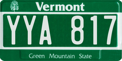 VT license plate YYA817