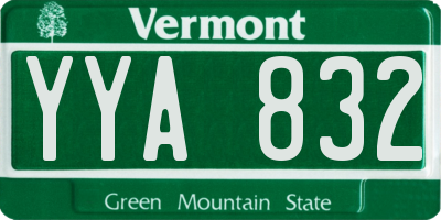 VT license plate YYA832