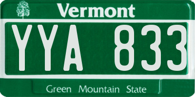 VT license plate YYA833