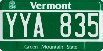 VT license plate YYA835