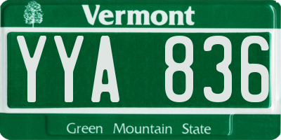 VT license plate YYA836