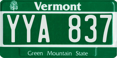VT license plate YYA837