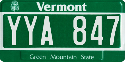VT license plate YYA847