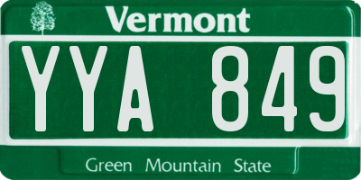 VT license plate YYA849