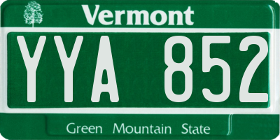 VT license plate YYA852