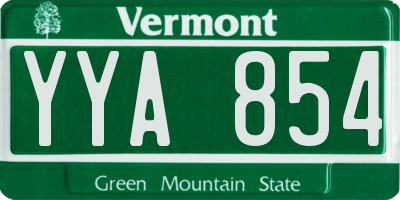 VT license plate YYA854