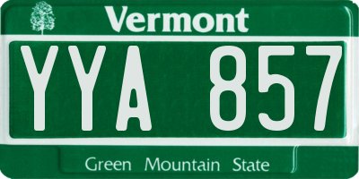 VT license plate YYA857