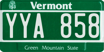 VT license plate YYA858