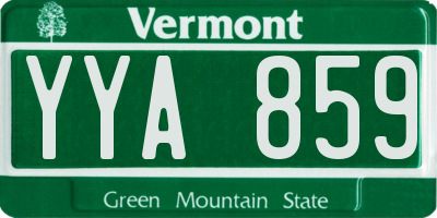 VT license plate YYA859