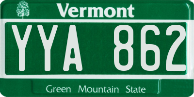 VT license plate YYA862