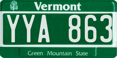 VT license plate YYA863