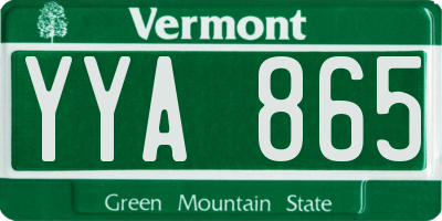 VT license plate YYA865