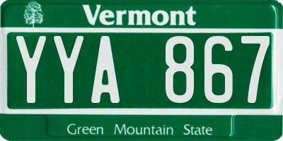 VT license plate YYA867