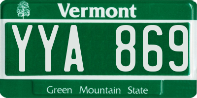 VT license plate YYA869