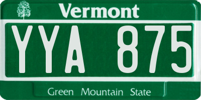 VT license plate YYA875