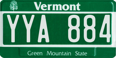VT license plate YYA884