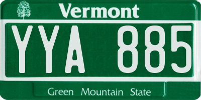 VT license plate YYA885