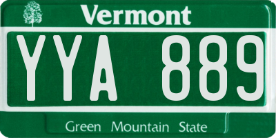 VT license plate YYA889