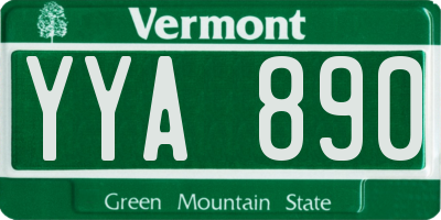 VT license plate YYA890