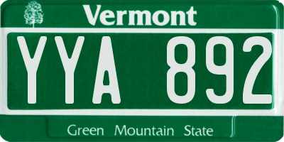 VT license plate YYA892