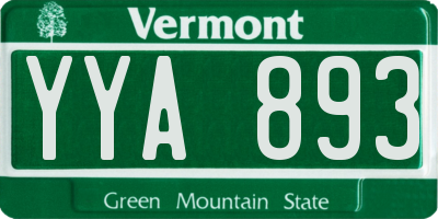 VT license plate YYA893