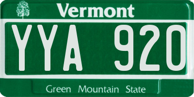 VT license plate YYA920