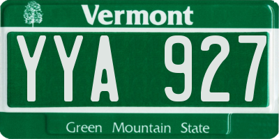 VT license plate YYA927