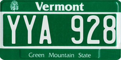 VT license plate YYA928