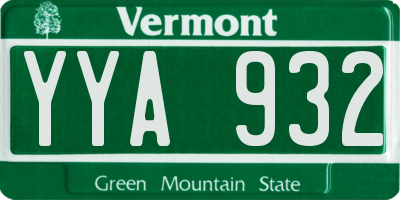 VT license plate YYA932