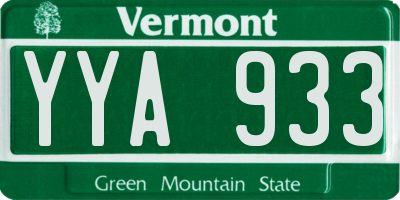 VT license plate YYA933