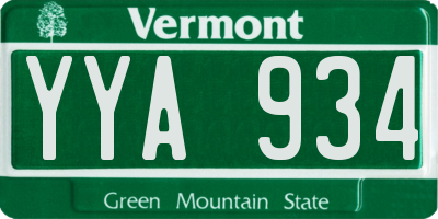 VT license plate YYA934
