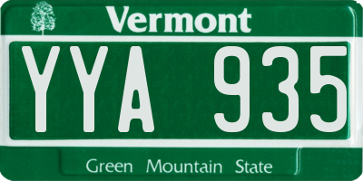 VT license plate YYA935