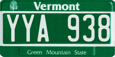 VT license plate YYA938