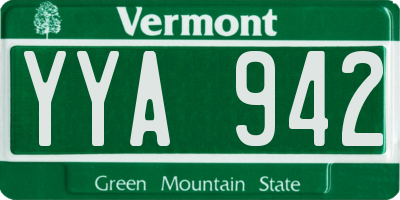 VT license plate YYA942