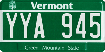 VT license plate YYA945