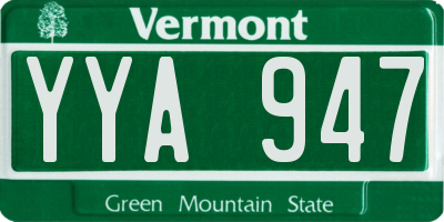 VT license plate YYA947