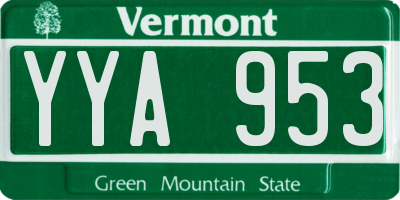 VT license plate YYA953