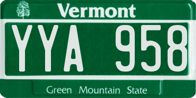 VT license plate YYA958