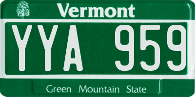 VT license plate YYA959
