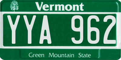 VT license plate YYA962