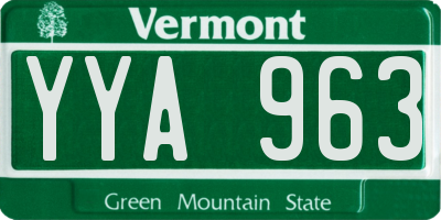 VT license plate YYA963